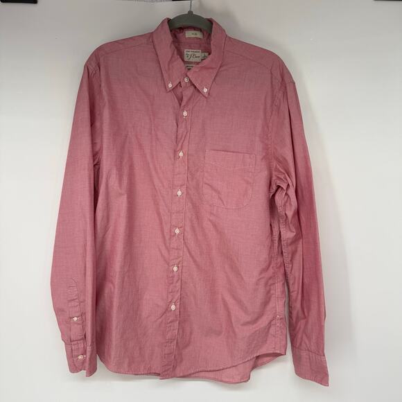 J. Crew Slim Secret Wash Cotton Poplin Shirt Men's Size L Maroon Eoe Style BJ742 - Picture 1 of 7